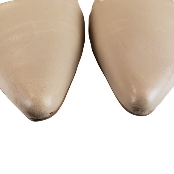 Talbots Leather Kitten Heel 9.5 AA Narrow Pumps Nude Neutral Color - Picture 3 of 11